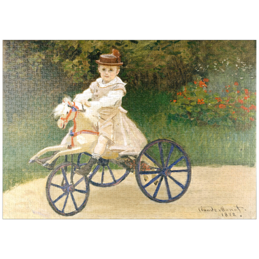 Darstellung des Puzzle Motivs puzzleplate Jean Monet on His Hobby Horse (1872) by Claude Monet 1000 Puzzle