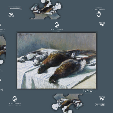 Darstellung des Puzzle Motivs Claude Monet's Still Life with Pheasants and Plovers (1879) 1000 Puzzle Schachtel 3D Modell