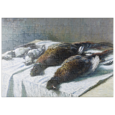 Darstellung des Puzzle Motivs puzzleplate Claude Monet's Still Life with Pheasants and Plovers (1879) 100 Puzzle