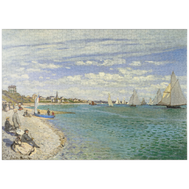 Darstellung des Puzzle Motivs puzzleplate Regatta at Sainte-Adresse (1867) by Claude Monet 1000 Puzzle
