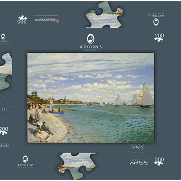 Darstellung des Puzzle Motivs Regatta at Sainte-Adresse (1867) by Claude Monet 200 Puzzle Schachtel 3D Modell