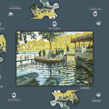 Darstellung des Puzzle Motivs La Grenouillère (1869) by Claude Monet 500 Puzzle Schachtel 3D Modell