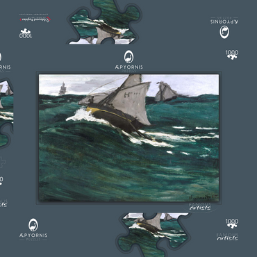 Darstellung des Puzzle Motivs The Green Wave (1866–1867) by Claude Monet 1000 Puzzle Schachtel 3D Modell