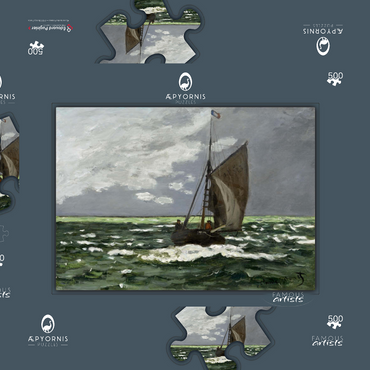 Darstellung des Puzzle Motivs Claude Monet's Seascape, Storm (1866) 500 Puzzle Schachtel 3D Modell