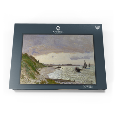 Darstellung des Puzzle Motivs Claude Monet's The Seashore at Sainte-Adresse (1864) 1000 Puzzle Schachtel Ansicht3