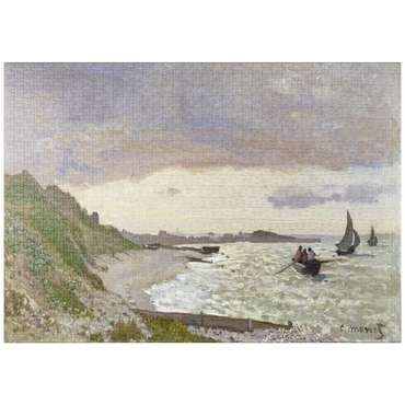 Darstellung des Puzzle Motivs puzzleplate Claude Monet's The Seashore at Sainte-Adresse (1864) 1000 Puzzle