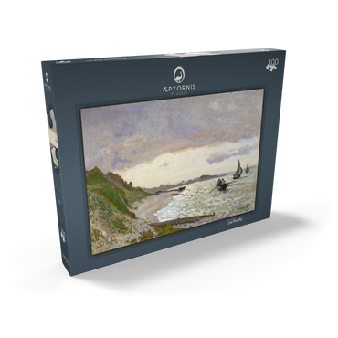 Darstellung des Puzzle Motivs Claude Monet's The Seashore at Sainte-Adresse (1864) 100 Puzzle Schachtel Ansicht2