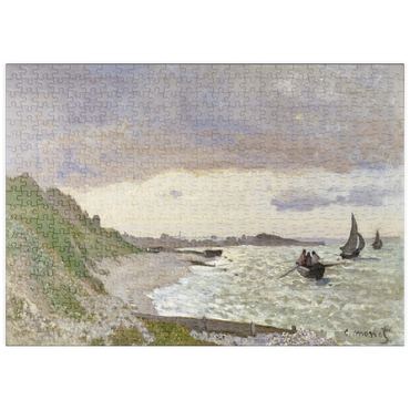 Darstellung des Puzzle Motivs puzzleplate Claude Monet's The Seashore at Sainte-Adresse (1864) 500 Puzzle