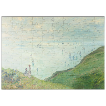 Darstellung des Puzzle Motivs puzzleplate Cliffs at Pourville (1882) by Claude Monet 100 Puzzle