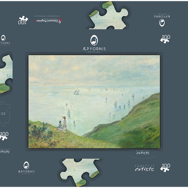 Darstellung des Puzzle Motivs Cliffs at Pourville (1882) by Claude Monet 100 Puzzle Schachtel 3D Modell