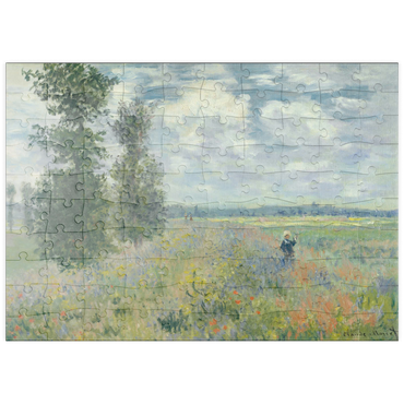 Darstellung des Puzzle Motivs puzzleplate Poppy Fields near Argenteuil (1875) by Claude Monet 100 Puzzle