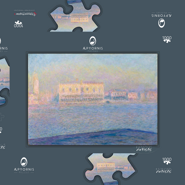 Darstellung des Puzzle Motivs The Doge's Palace Seen from San Giorgio Maggiore (1908) by Claude Monet 1000 Puzzle Schachtel 3D Modell