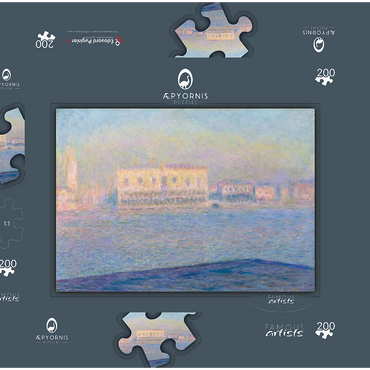 Darstellung des Puzzle Motivs The Doge's Palace Seen from San Giorgio Maggiore (1908) by Claude Monet 200 Puzzle Schachtel 3D Modell