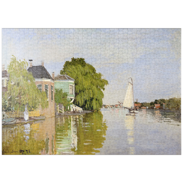 Darstellung des Puzzle Motivs puzzleplate Houses on the Achterzaan (1871) by Claude Monet 1000 Puzzle