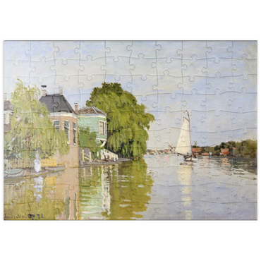 Darstellung des Puzzle Motivs puzzleplate Houses on the Achterzaan (1871) by Claude Monet 100 Puzzle