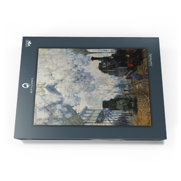 Darstellung des Puzzle Motivs Claude Monet's Arrival of the Normandy Train (1877) 1000 Puzzle Schachtel Ansicht3