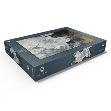 Darstellung des Puzzle Motivs Claude Monet's Arrival of the Normandy Train (1877) 500 Puzzle Schachtel Ansicht1