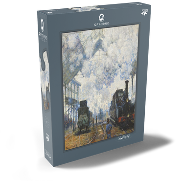 Darstellung des Puzzle Motivs Claude Monet's Arrival of the Normandy Train (1877) 500 Puzzle Schachtel Ansicht2