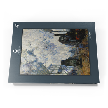 Darstellung des Puzzle Motivs Claude Monet's Arrival of the Normandy Train (1877) 500 Puzzle Schachtel Ansicht3