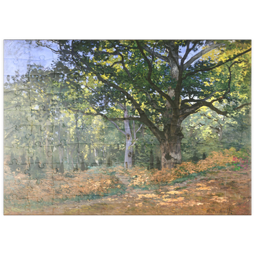 Darstellung des Puzzle Motivs puzzleplate The Bodmer Oak, Fontainebleau Forest (1865) by Claude Monet 100 Puzzle
