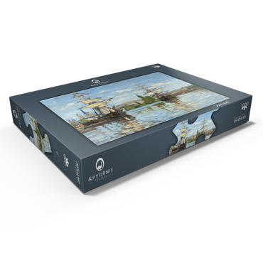 Darstellung des Puzzle Motivs Ships Riding on the Seine at Rouen (1872 –1873) by Claude Monet 1000 Puzzle Schachtel Ansicht1