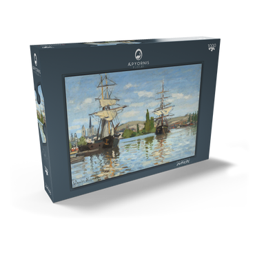 Darstellung des Puzzle Motivs Ships Riding on the Seine at Rouen (1872 –1873) by Claude Monet 1000 Puzzle Schachtel Ansicht2