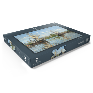 Darstellung des Puzzle Motivs Ships Riding on the Seine at Rouen (1872 –1873) by Claude Monet 100 Puzzle Schachtel Ansicht1