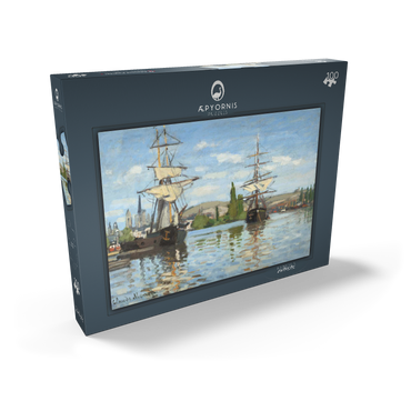 Darstellung des Puzzle Motivs Ships Riding on the Seine at Rouen (1872 –1873) by Claude Monet 100 Puzzle Schachtel Ansicht2