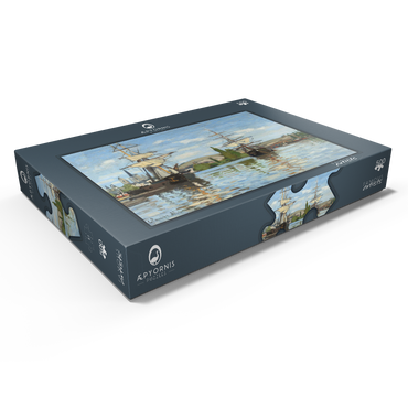 Darstellung des Puzzle Motivs Ships Riding on the Seine at Rouen (1872 –1873) by Claude Monet 500 Puzzle Schachtel Ansicht1