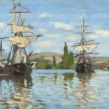 Darstellung des Puzzle Motivs Ships Riding on the Seine at Rouen (1872 –1873) by Claude Monet 500 Puzzle 3D Modell