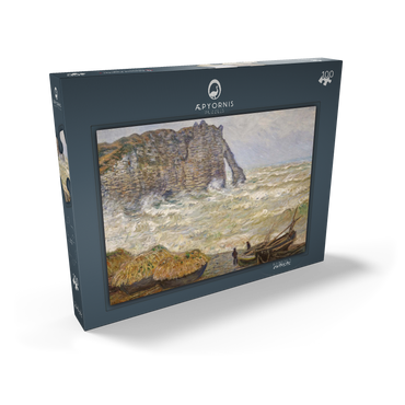 Darstellung des Puzzle Motivs Claude Monet's Stormy Sea in Étretat (1883) 100 Puzzle Schachtel Ansicht2