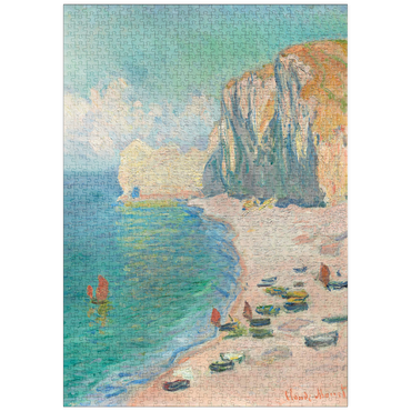 Darstellung des Puzzle Motivs puzzleplate The Beach and the Falaise d'Amont (1885) by Claude Monet 1000 Puzzle