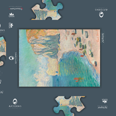 Darstellung des Puzzle Motivs The Beach and the Falaise d'Amont (1885) by Claude Monet 1000 Puzzle Schachtel 3D Modell