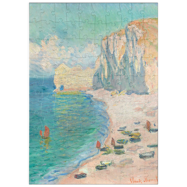 Darstellung des Puzzle Motivs puzzleplate The Beach and the Falaise d'Amont (1885) by Claude Monet 100 Puzzle
