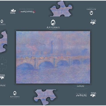 Darstellung des Puzzle Motivs Waterloo Bridge, Sunlight Effect (1903) by Claude Monet 200 Puzzle Schachtel 3D Modell
