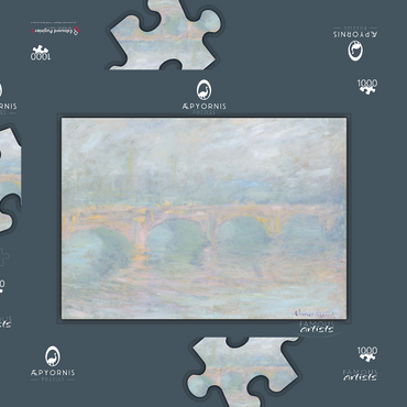 Darstellung des Puzzle Motivs Waterloo Bridge, London, at Sunset (1901) by Claude Monet 1000 Puzzle Schachtel 3D Modell