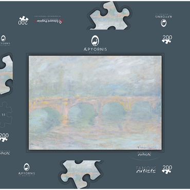 Darstellung des Puzzle Motivs Waterloo Bridge, London, at Sunset (1901) by Claude Monet 200 Puzzle Schachtel 3D Modell