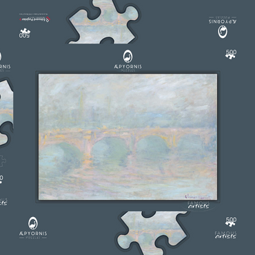 Darstellung des Puzzle Motivs Waterloo Bridge, London, at Sunset (1901) by Claude Monet 500 Puzzle Schachtel 3D Modell