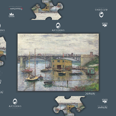Darstellung des Puzzle Motivs Bridge at Argenteuil on a Gray Day (1876) by Claude Monet 1000 Puzzle Schachtel 3D Modell
