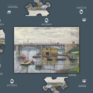 Darstellung des Puzzle Motivs Bridge at Argenteuil on a Gray Day (1876) by Claude Monet 500 Puzzle Schachtel 3D Modell