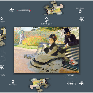 Darstellung des Puzzle Motivs Camille Monet (1847–1879) on a Garden Bench (1873) by Claude Monet 200 Puzzle Schachtel 3D Modell