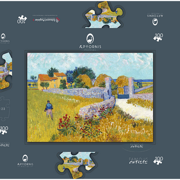 Darstellung des Puzzle Motivs Farmhouse in Provence (1888) by Vincent van Gogh 100 Puzzle Schachtel 3D Modell