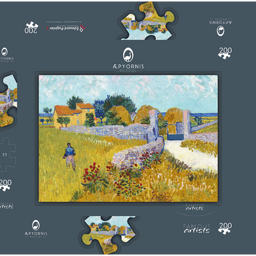 Darstellung des Puzzle Motivs Farmhouse in Provence (1888) by Vincent van Gogh 200 Puzzle Schachtel 3D Modell