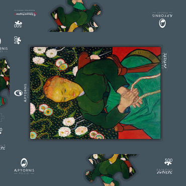 Darstellung des Puzzle Motivs The Berceuse, Woman Rocking a Cradle (1889) by Vincent van Gogh 500 Puzzle Schachtel 3D Modell
