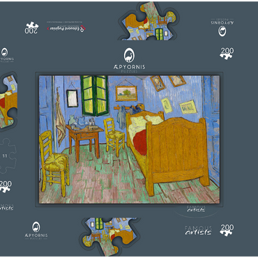 Darstellung des Puzzle Motivs The Bedroom (1889) by Vincent van Gogh 200 Puzzle Schachtel 3D Modell