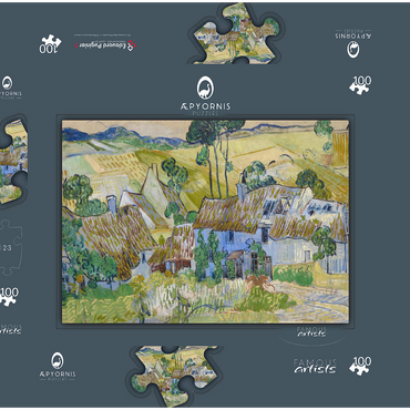 Darstellung des Puzzle Motivs Vincent van Gogh's Farms near Auvers (1890) 100 Puzzle Schachtel 3D Modell