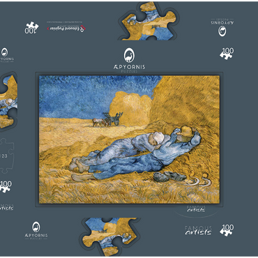 Darstellung des Puzzle Motivs Vincent van Gogh's The Siesta (1890) 100 Puzzle Schachtel 3D Modell