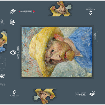 Darstellung des Puzzle Motivs Vincent van Gogh's Self-Portrait (1887) 100 Puzzle Schachtel 3D Modell
