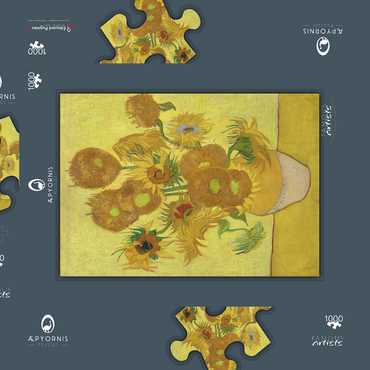 Darstellung des Puzzle Motivs Vincent van Gogh's Sunflowers (1888) 1000 Puzzle Schachtel 3D Modell