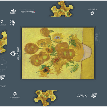 Darstellung des Puzzle Motivs Vincent van Gogh's Sunflowers (1888) 200 Puzzle Schachtel 3D Modell